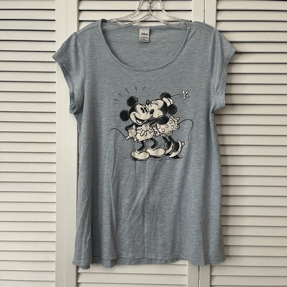 Disney a collection by Lauren Conrad Minnie and Mickey print blue t-shirt size M